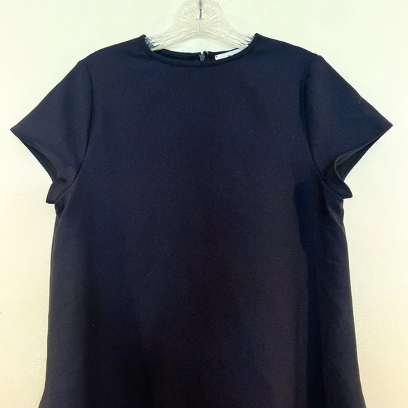 Frankie Shop Navy Short Sleeve Business Poplin Tulip Designer Classic Midi Dress - Picture 4 of 9